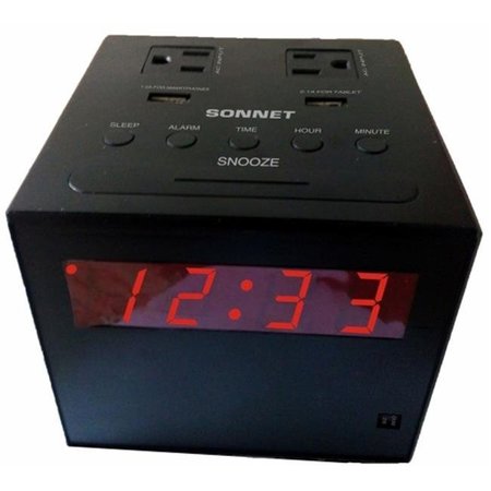 SONNET Sonnet R-1414 Power Station Clock Radio with 2 USB & 2 110 Volt Plugs R-1414